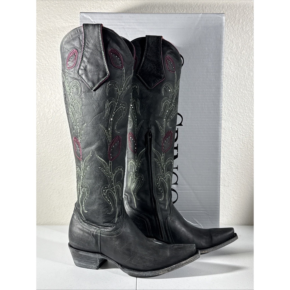 Old Gringo 7 B Black Delaney 18" Tall Rhinestone Cowboy Boots Western Wedding